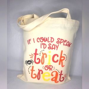 Custom made canvas Halloween trick or treat tote bag